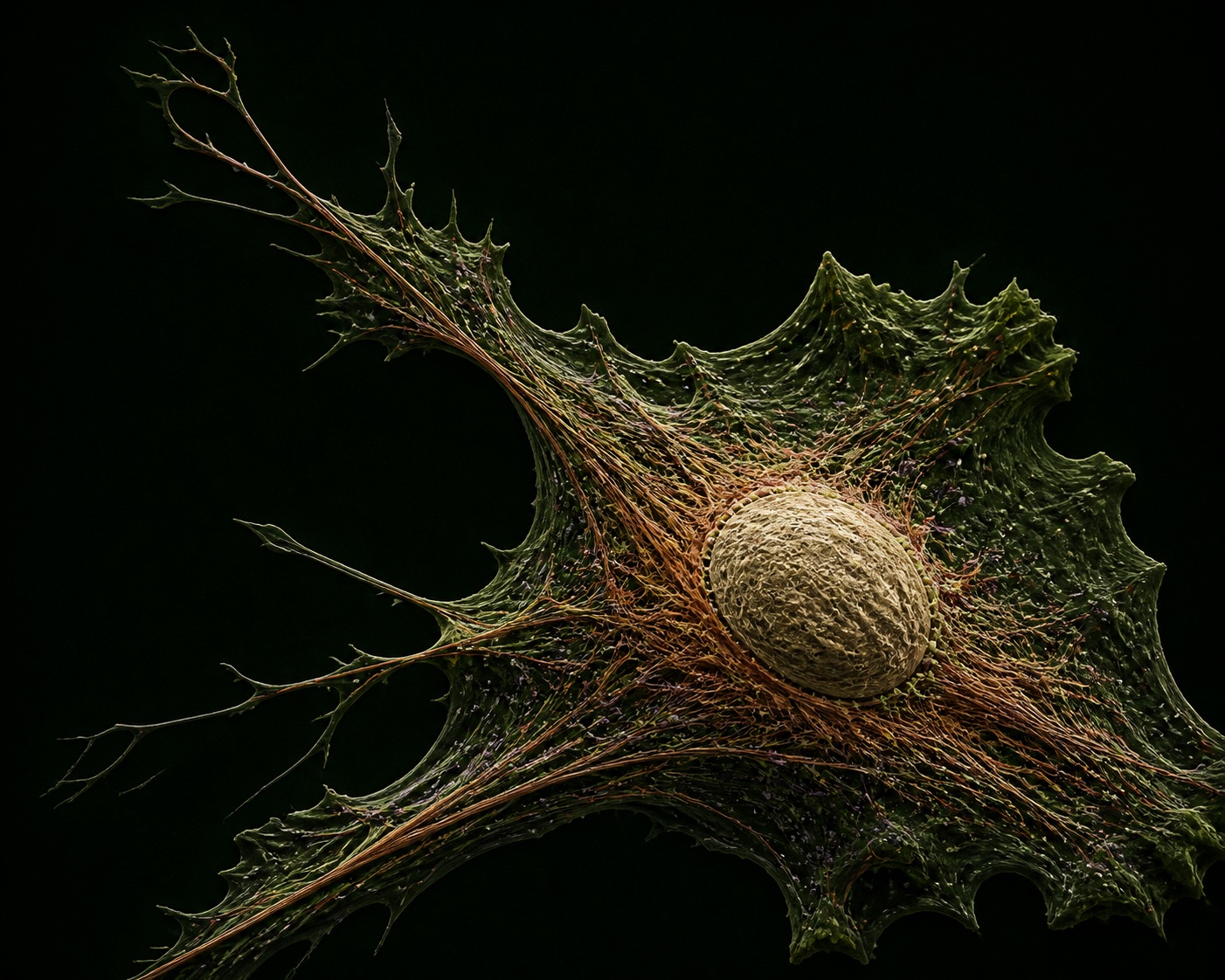 Original conceptual visualization of a cancer-cell model and its internal structure